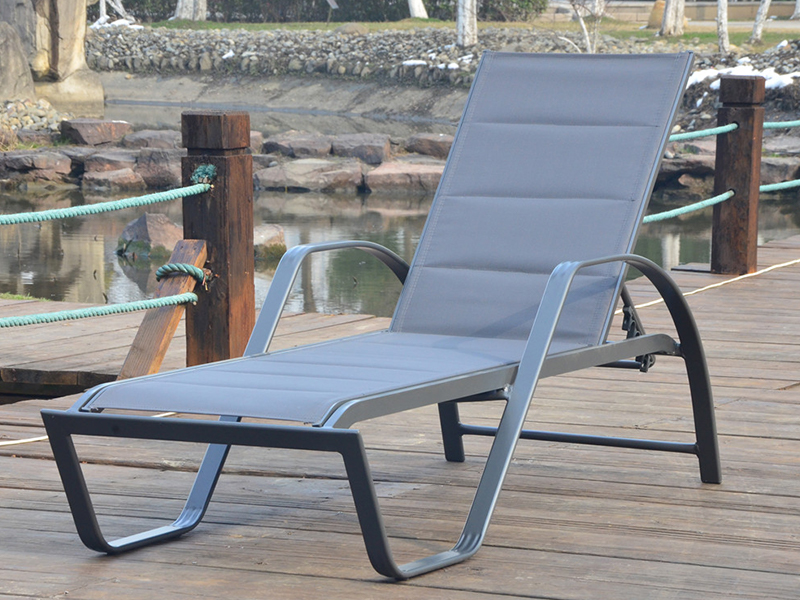 สระว่ายน้ำนอนอาบแดดเตียงนอนสองครั้ง Textilene Outdoor Lounge YQ-TB-501A
