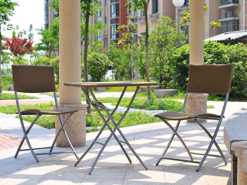 ชุดเก้าอี้พับ Rattan กลางแจ้ง, 3PCS Foldin Patio Furniture YQR-138