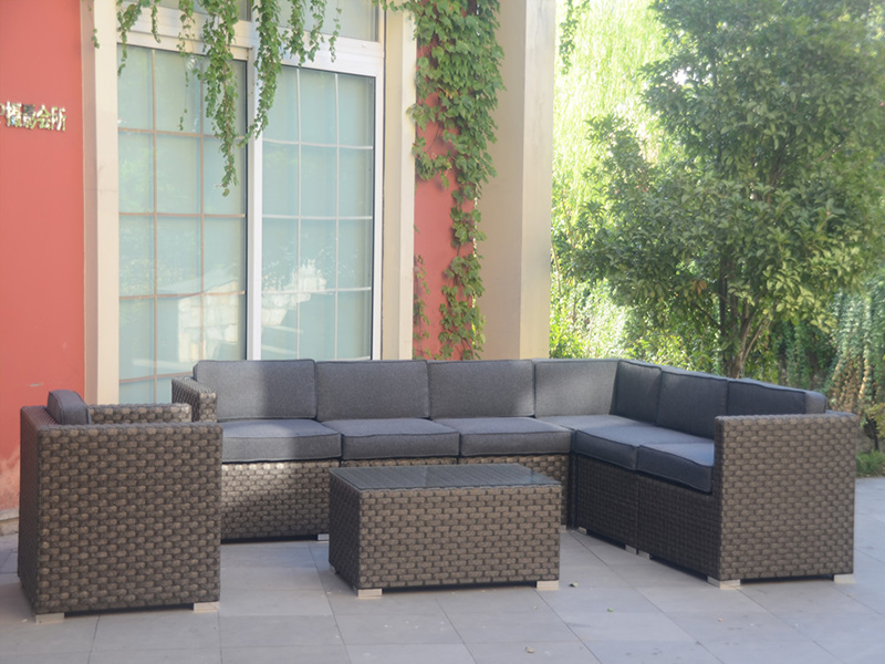 ชุดโซฟา Rattan, อลูมิเนียมในสวนพักผ่อนเฟอร์นิเจอร์ 8PCS YQR-468